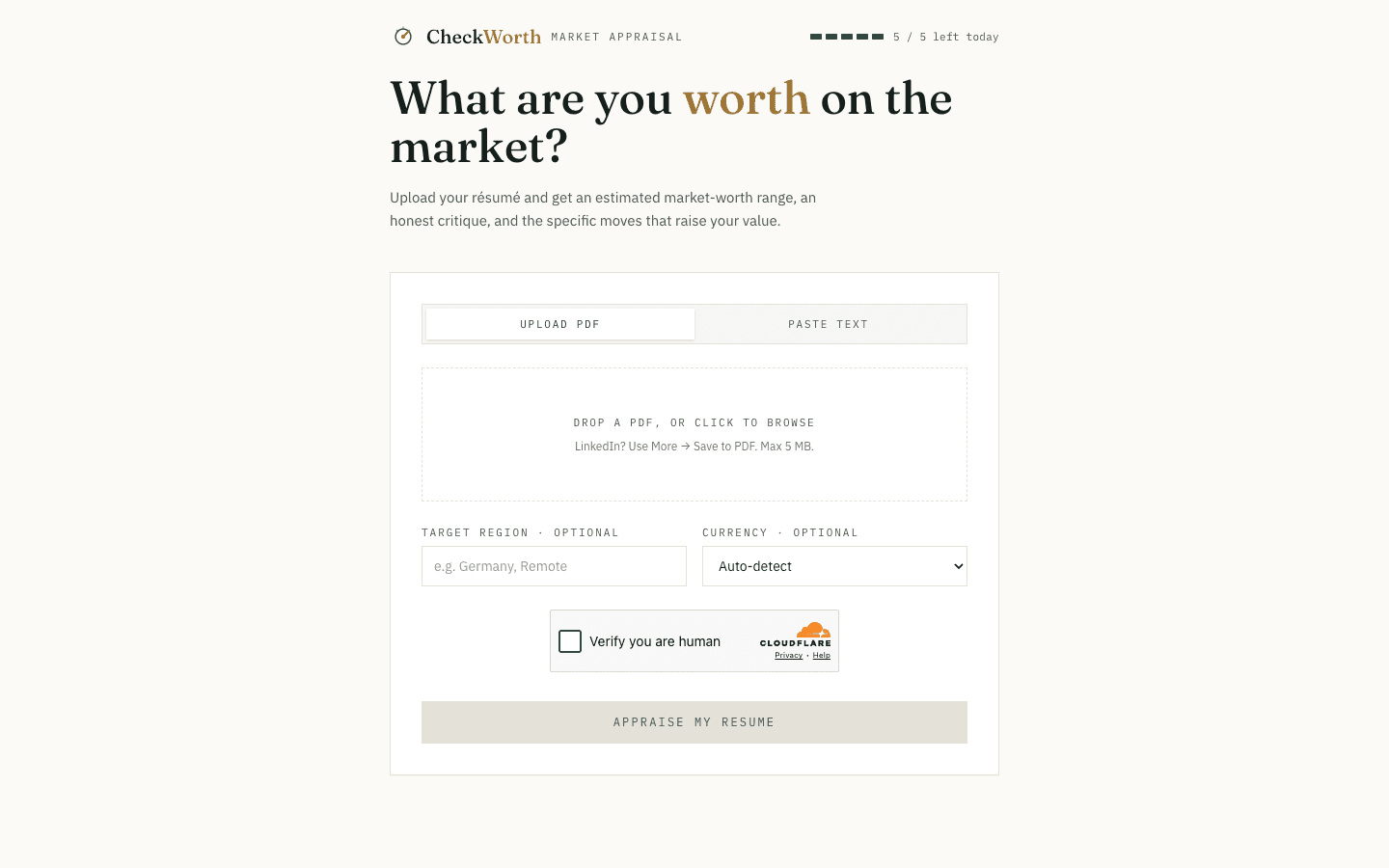 CheckWorth homepage